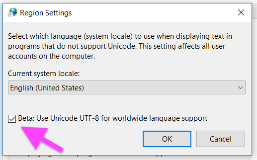Screenshot of unicode encode error